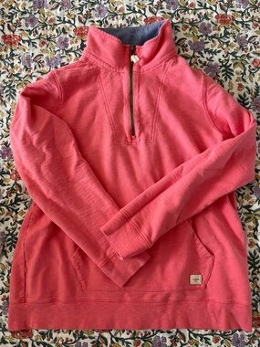 L.L. Bean Women's Coral Quarter-Zip Pullover - Organic Cotton/L - EUC